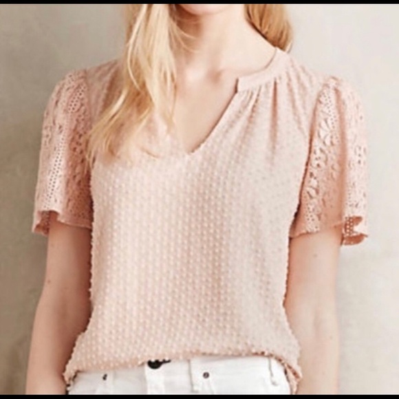 Anthropologie One September Cora Clip dot blouse S - Picture 4 of 17